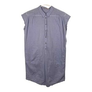 Humanoid Sleeveless Light Blue 100% Cotton Button Down Mini Dress Sz XS